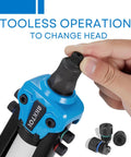 Two Handed Heavy Duty Rivet Gun Kit With 13 Inch Reach 210 Blind Rivets And Five Nosepieces Including Three Sixteenth Inch And One Eighth Inch