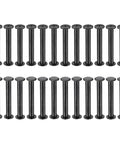 Top Shelf Heavy Duty Chicago Binding Screws 24 Pieces Lot Galvanized Phillips Rivets 38Mm Post Black Metal Fasteners arranged in rows.