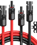 10 AWG Solar Extension Cable 50 Ft Red And Black With Universal Solar Connectors Plug And Play Weatherproof PV Wire