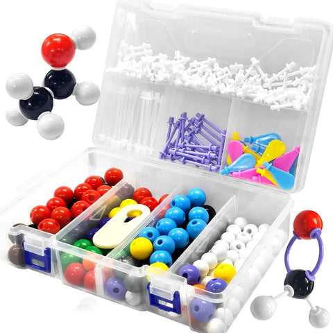 Ultimate 297 Piece Chemistry Molecule Model Kit For Inorganic And Organic Structures in storage case with components visible.