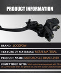 Seven Eighths Inch Left Hand Hydraulic Brake Lever Master Cylinder Fits Most 50cc To 250cc ATVs Quads Dirt Bikes Mopeds Scooters Replacement Part For Chinese Made Bikes