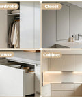 Set Of Two White Push To Open Magnetic Cabinet Door Latches for modern wardrobes, closets, drawers, and cabinets