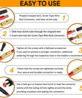 Top Shelf 12 To 10 Awg Screw Style Wire Butt Connectors And Mechanical Splice Kit with heat shrink tubes for easy auto work.