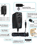 12V 1.5A UL Listed 18W AC DC Power Supply Adapter for CCTV Cameras with accessories and box packaging