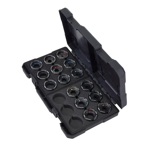 Rock Hard U Type Copper Die Kit For Electrical Wire Crimping Tools Fits Number 8 Through 600 MCM Cable in case showing all dies.
