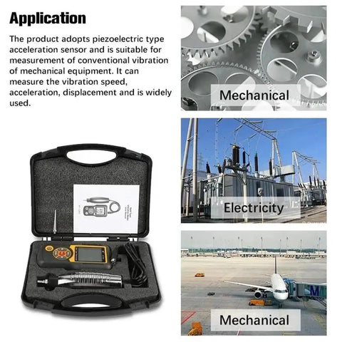 Portable Vibration Meter With Split Type Acceleration Sensor For Mechanical Testing And Machinery Maintenance, A Real Workhorse For Vibration Analysis And Engineering Applications, Wide Range 0.1 To 199.9 m/s2 in case