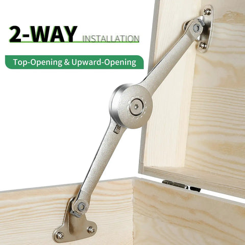 Heavy Duty Lid Support Hinge With Soft Close For Toy Boxes And Cabinets, Kitchen Lids And Wardrobes, 40 Lb Capacity, installed view