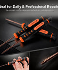 All-In-One Newfix 10 Piece Torx Screwdriver Set With Case For Apple Macbook Xbox PS4 Ps5 Computer Knives Ring Doorbell T2 To T15 Star Bits Security Driver Tool Kit, black orange handles