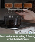 Pro Level Dual Boiler Espresso Machine With Slick Integrated Grinder And Reliable 58mm Portafilter for grinding coffee beans.