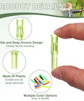 Dope Plastic Arrow Nocks Replacement Set 12 Pack For DIY Hunting And Target Shooting Fits Compound And Recurve Bows 6.2mm ID 0.24 Inch Transparent Yellow Hue details view showing wide and deep groove design.