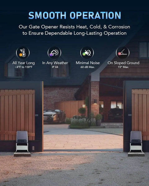 Heavy Duty Sliding Gate Opener For Gates Up To 3300 Pounds And 40 Feet With 2 Remote Controls 550W Motor Durable Steel Driveway Gate