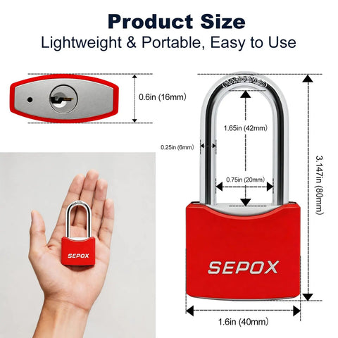 Heavy Duty Padlock 2 Pack Featuring Long Shackle And All Weather Vinyl Coating Tough As Nails Security For Gates Sheds Fences Toolboxes Comfy Non Slip Grip Keyed Alike Pair In Vivid Red