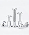 Top Shelf Assorted 304 Stainless Steel Cross Round Head Screws With Barrel Nuts Assembly Kit M3 M4 M5 M6 And M8 Sizes, showing polished screws.