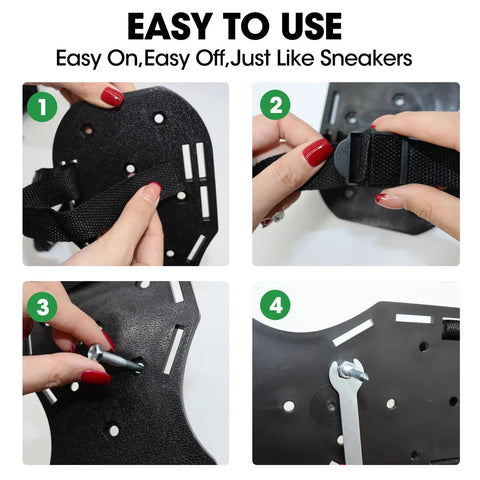 Two Pairs Lawn Aerator Shoes With Hook And Loop Straps For Easy Foot Protection And Spike Action Heavy Duty Spiked Sandals assembly