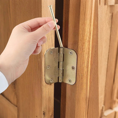 Installing 4 Pack 3.5 Inch Door Hinge Pins For Interior Wood Doors Replacement Hinges With Round Corner Design on wooden door.