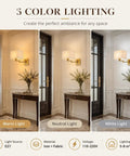 Modern Rectangular Fabric Wall Sconce,Swing Arm Wall Lamp,3 Color Lighting showcasing three light colors in a stylish indoor setting.