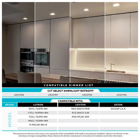 Kitchen with 4 Inch Square LED Recessed Light Kit, 950 Lumens, Dimmable Retrofit, Five Color Temperatures, ceiling lights on.