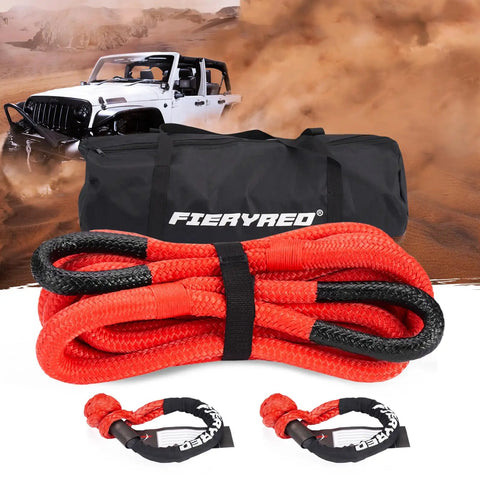 Trail Ready Kinetic Recovery Rope Kit With Two Heavy Duty Synthetic Soft Shackles And Storage Bag One Inch By Thirty Foot Snatch Strap For Off Road Mud Bogging Utv Atv Truck Jeep Rig Getting Unstuck Fast