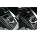 Comparison of Audi B9 center console before and after Real Carbon Fiber Center Console Cover For Audi B9 A4 S4 A5 S5 RS5 2020 2021 2022 2023 2024 2025 Gear Shift Panel Decal Interior Trim Accessory 1 Piece Slick Premium Finish Scratch Resistant Durable Matte Realistic Look Easy Installation installation