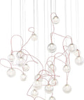 Modern 24 Light Pendant With Polished Chrome Finish And Bubble Glass Shade Straight Up Statement For Kitchen Islands And Dining Rooms Adjustable Cord Suspension with intricate bubble glass design.