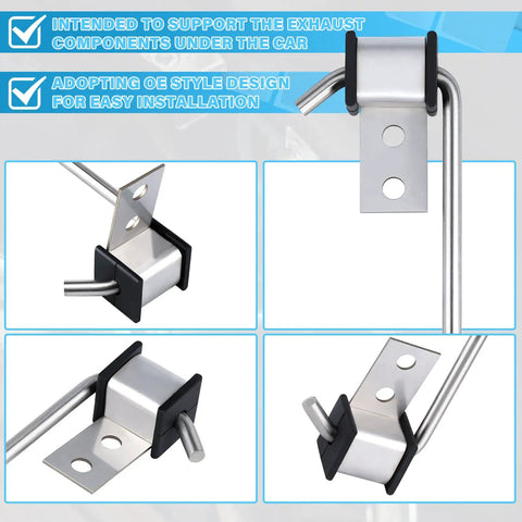 Heavy Duty Stainless Steel Exhaust Hanger Kit Universal Four Pack Three Eighths Inch Rod Eleven Inch Long Weld On Brackets