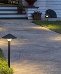 Lit garden path with Low Voltage Landscape LED Light Bulb 12V T5 T10 Wedge Base Replacement For Garden Path Deck Walkway Lawn