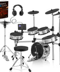 Acoustic-Style Electronic Drum Set With Independent 16-Inch Wooden Bass Drum 12-Inch Dual-Zone Snare kit with accessories