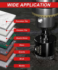 REKCKRUL 10-pc diamond hole saw set; front view with serrated bits for ceramic, glass, tile, granite, marble.