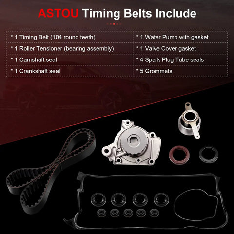 Timing Belt Kit With Water Pump For Honda Civic 1.6L 1996-2000 And Civic Del Sol 1996-1997 Replacement OEM TS26224 parts overview