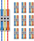 Three In Three Out Lever Nut Wire Connectors For Quick Push In Splice No Tools Needed AWG 28-12 shown in set of 11 pieces