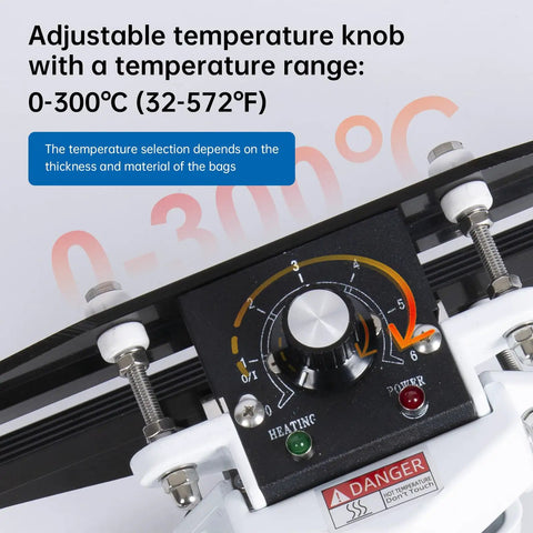 Adjustable temperature knob for Killer Portable Handheld Heat Sealer For Mylar And Foil Bags Eight Inch Wide Jaw.