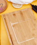 Ready To Rock 3 Pocket Router Template And Valet Tray, Clear Acrylic Rectangle inlay guide on bamboo base for woodworking.