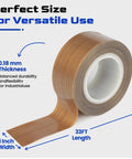 PTFE Teflon Tape For Heat Sealers High Temp Nonstick Sealing Strip 1 Inch By 33 Ft 0.18mm Thick  tape shown in roll with label