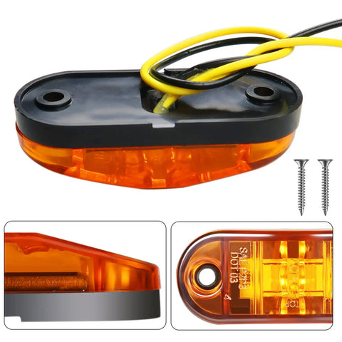 LED Trailer Lights Kit Front Rear Side Marker Clearance Indicators Set 20 Lamps Amber And Red Waterproof 2.5 Inch DC 12 24V Universal