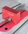 Pro Grade Setup Blocks For Woodworking 16 Piece Height Gauge Block Set With Easy Block Ruler in red aluminum for precise alignment.
