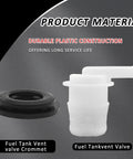 Two Pack Fuel Tank Vent Valve And Grommet Kit For Jeep Wrangler 84-96 Grand Cherokee 93-96 And Comanche Gas Tank Vent Rollover Valve Replaces 5360058 911060, showing vent valve and grommet against black background.