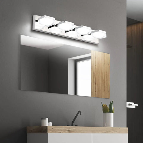 Dope Four Light LED Vanity Fixture Over Mirror In Gloss Chrome 24.9 Inch Bathroom Vanity Light, Energy Saving Bath Lighting