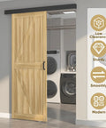 Installed 5-Foot Sliding Barn Door Track Kit With Handles, Low Clearance Hardware, Aluminum Box Rail, Black Finish