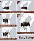 Illustration of Heavy Duty 51mm Espresso Accessories Kit With Dual Head Coffee Distributor and Tamper WDT Tool showing setup guide.
