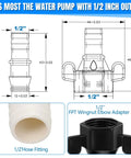 Six Pack 1/2 Inch Barb Swivel Adapter For RV Water Pumps, 14 NPT To 1/2 Inch Female Threaded PEX Fittings With Thread Seal Tape, 360 Degree Rotating Hose Connector For Easy Install And Leak Free Performance, 1/2 inch nylon wing-nut adapter dimensions