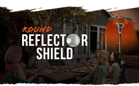 Premium Weatherproof Aluminum Round Reflector Shield For Patio Heaters 32 Inch Diameter Dust Proof Extended Heat Range Outdoor