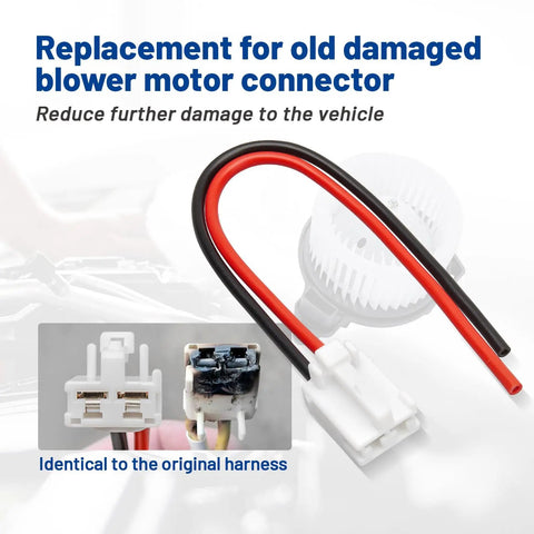2Pcs Blower Motor Connector Harness For Toyota Tacoma 2005 2016 Replacement Plug Wire Harness Pigtail Kit With Heat Shrinks Connectors Direct Fit OEM Style, red and black wires with white plug
