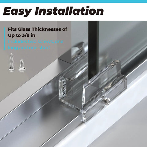 Clear Acrylic Sliding Shower Door Bottom Guide With Screw For Sliding Shower Doors Three Eighths Inch Channels Plastic Guide For Glass Shower Doors One Pack Includes Secure Mounting Screw And Easy Install Keeps The Door Aligned And Lets It Glide Smoothly, installed on metal track