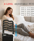 Extra Wide 16 Inch Bed Rail For Seniors, 350 Lb Capacity, adjustable height settings shown next to person on bed