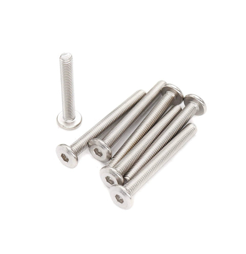 Set of stainless steel 1/4-20 x 2 in flat-head Allen bolts for furniture, plain finish