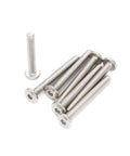 Built Tough M6 X 40mm Flat Socket Cap Allen Bolts Rivet Connectors forged from 304 stainless steel, showing six flat head screws.