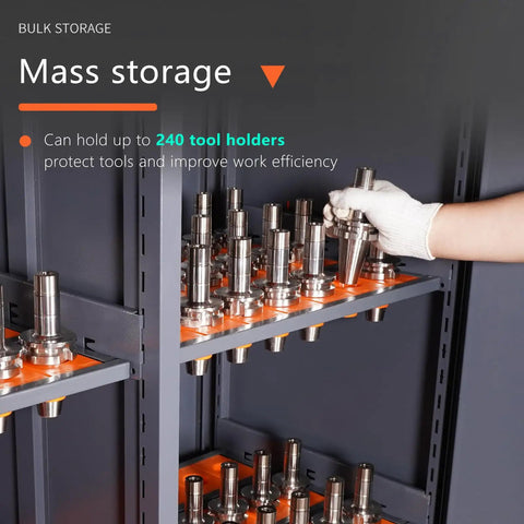 CNC Tool Holder Cabinet Storage Organizer Rack For CAT30 BT Tools In Warehouses And Machining Centers Built Tough With Heavy Duty Steel Construction 240 Capacity Durable Tool Tray Holder System, 240 tool holders loaded