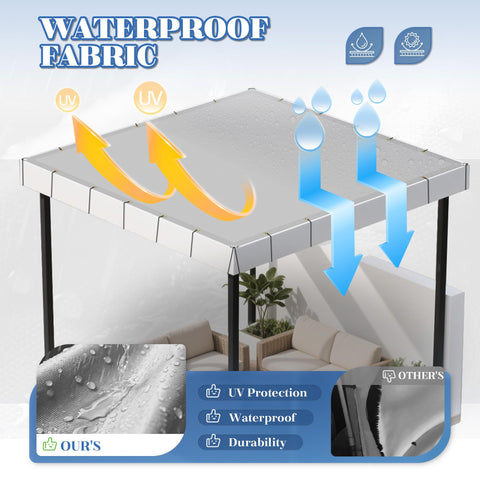 10x12 Foot Waterproof Shade Sail For Patio And Garden, Dope Heavy Duty Rectangle Sun Shade With Grommets UV Block Protection