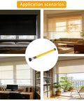 Solar Powered Battery Motor Kit For DIY Motorized Blinds And Shades Wireless Rechargeable System No Chains Fits 1.5 Inch Roller Shades Easy Install Safe For Kids Rooms And Any Window with application scenarios in different room settings
