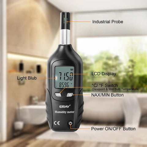 Two In One Digital Psychrometer Thermometer Hygrometer With Backlight For Humidity Temperature Wet Bulb And Dew Point Monitoring Real Time Air Moisture Reader handheld meter with LCD display and industrial probe